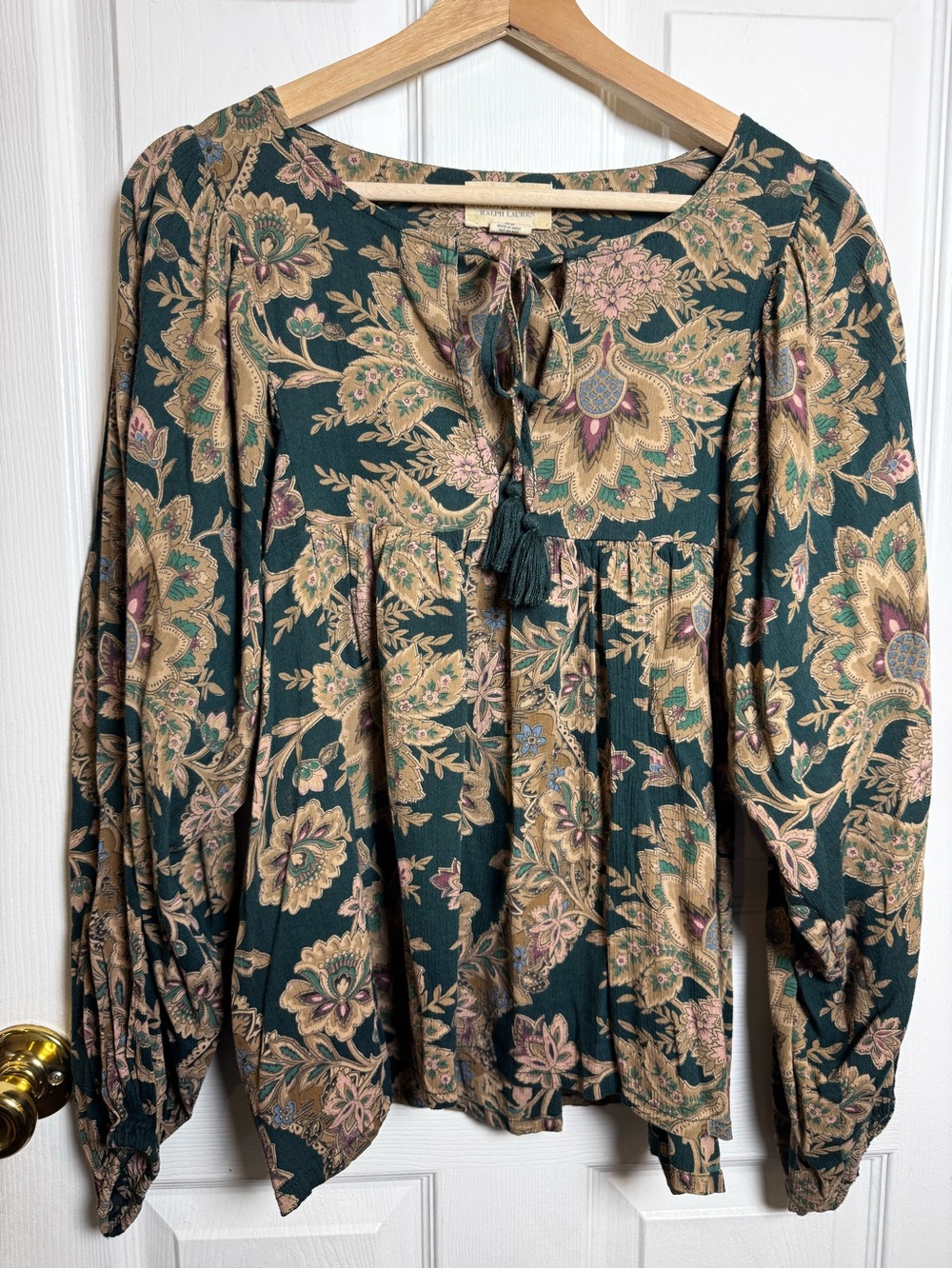 Denim & Supply Ralph Lauren Floral Paisley Tassel Peasant Top Medium Oversized